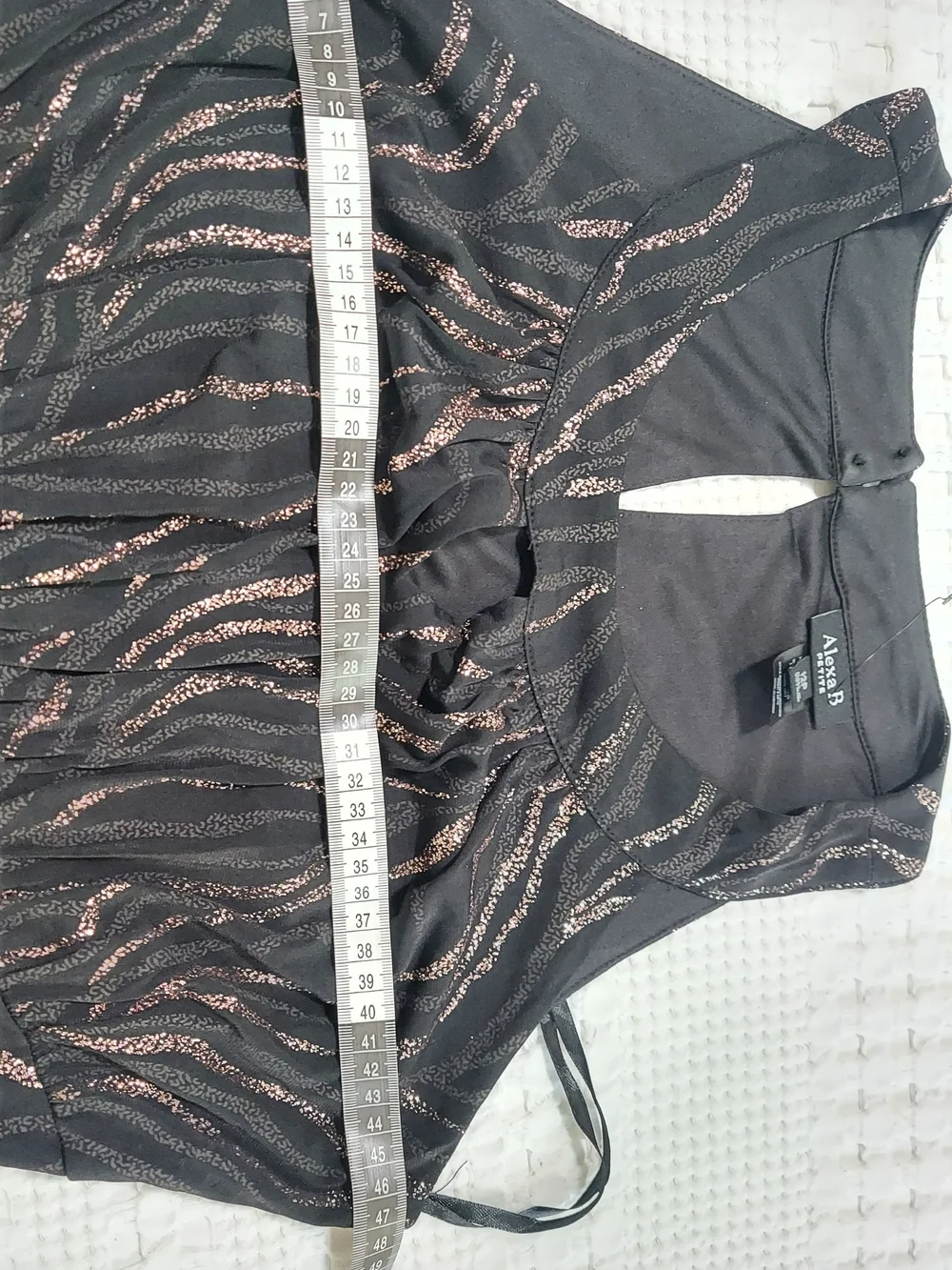 Alexa B Black Maxi Skirt with Rose Gold Wave Accents - Picture 5 of 6